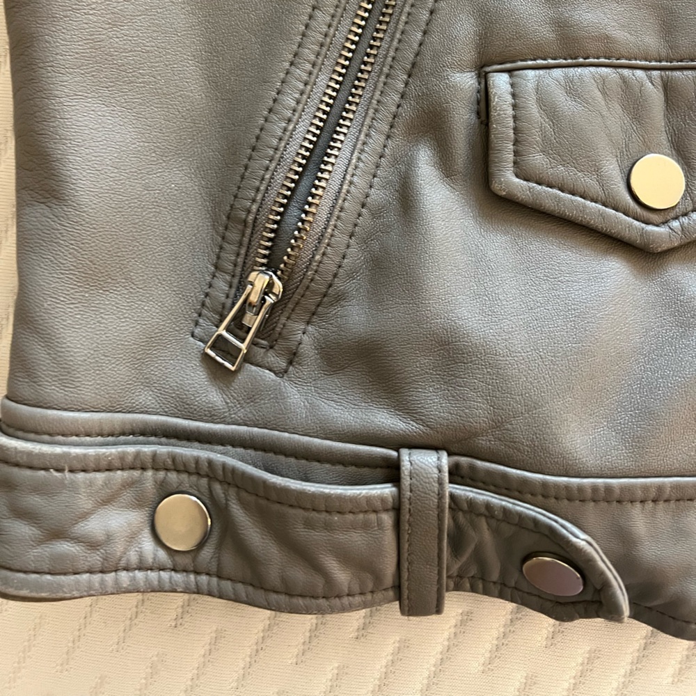 Slate & Willow Grey Leather Moto Jacket - Picture 6 of 7